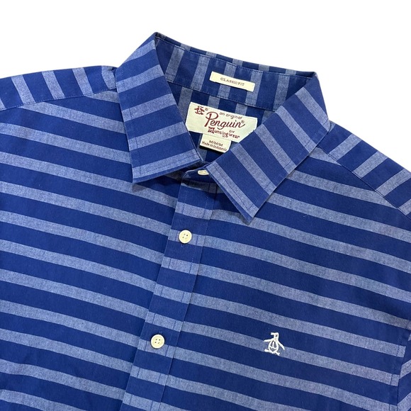 Original Penguin Other - ORIGINAL‎ PENGUIN Button Up Shirt Mens Medium Blue Striped Short Sleeve Classic